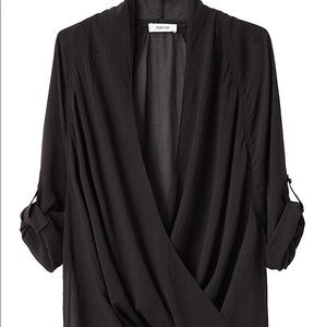 Helmut Lang Black Sheer Wrap Blouse - Medium